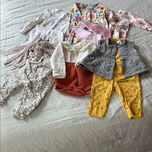 6-9month 11pc Baby Girl Clothes Bundle Lightly Worn Multiple Brands